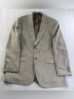 Statements BT Men 42L 100% Silk Textured Oatmeal Taupe Blazer Sport Coat